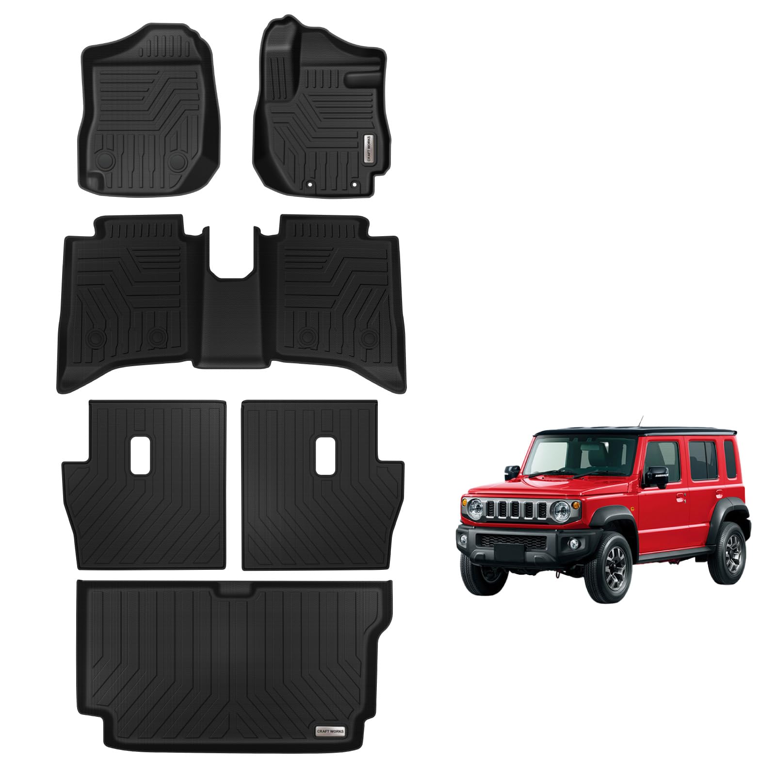 [自動車整備士監修] クラフトワークス ジムニー ノマド AT コンプリートセット フロアマット 2列目背面マット ラゲッジマット車 防水 [丸洗い可能] [ピッタリフィット] 3D マット 車種専用 1・2列目 内装 アクセサリー CRAFT WORKS JC74W